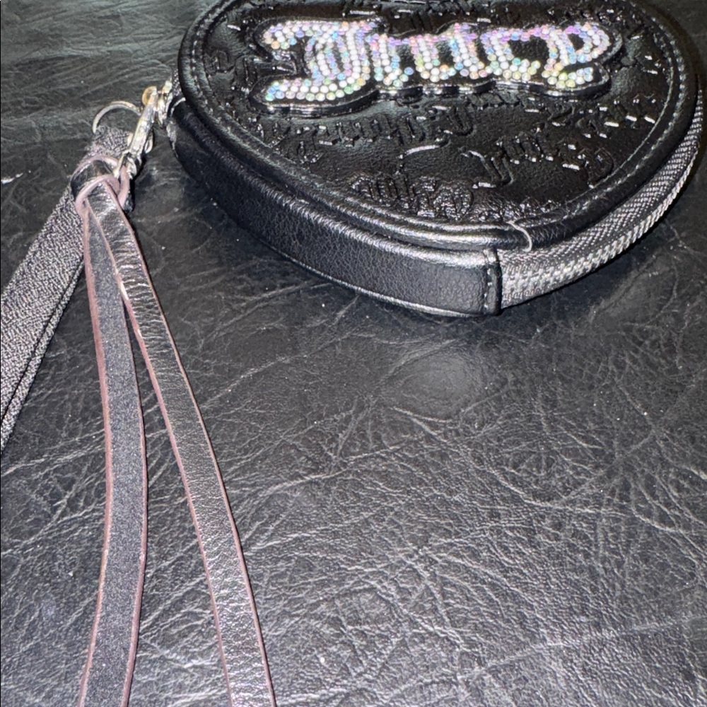 Juicy Couture Black Heart Wristlet with Rhinestone Logo, NWOT - Picture 3 of 7